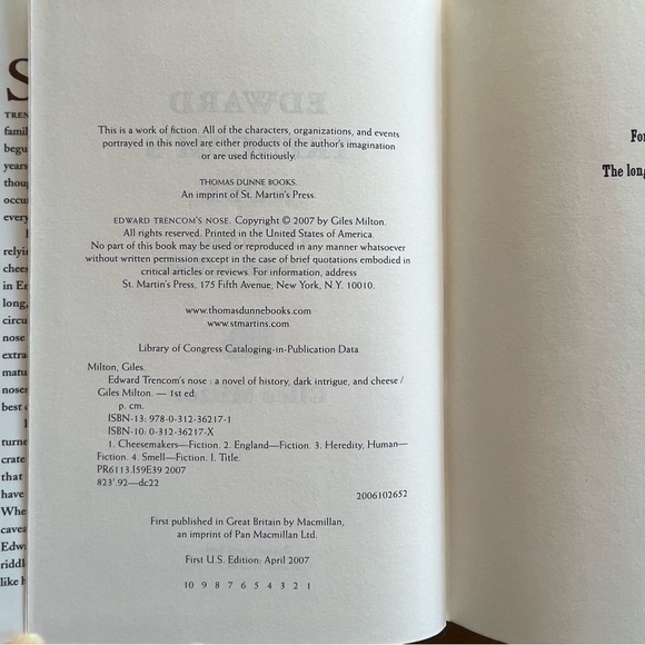 Edward Trencom's Nose: A Novel of History, Dark Intrigue & Cheese Hardcover Book - Picture 3 of 5